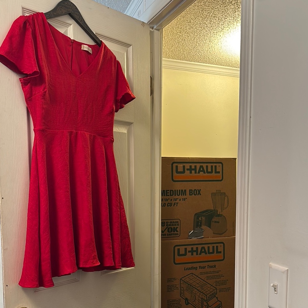 Altar'd State Red Fit and Flare Mini Dress for Wedding Guest